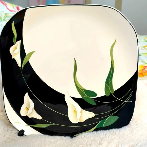 NWT RARE Vintage Sango Quadrille Semi-Porcelain 5101 Black Lillie’s platter - Picture 1 of 6